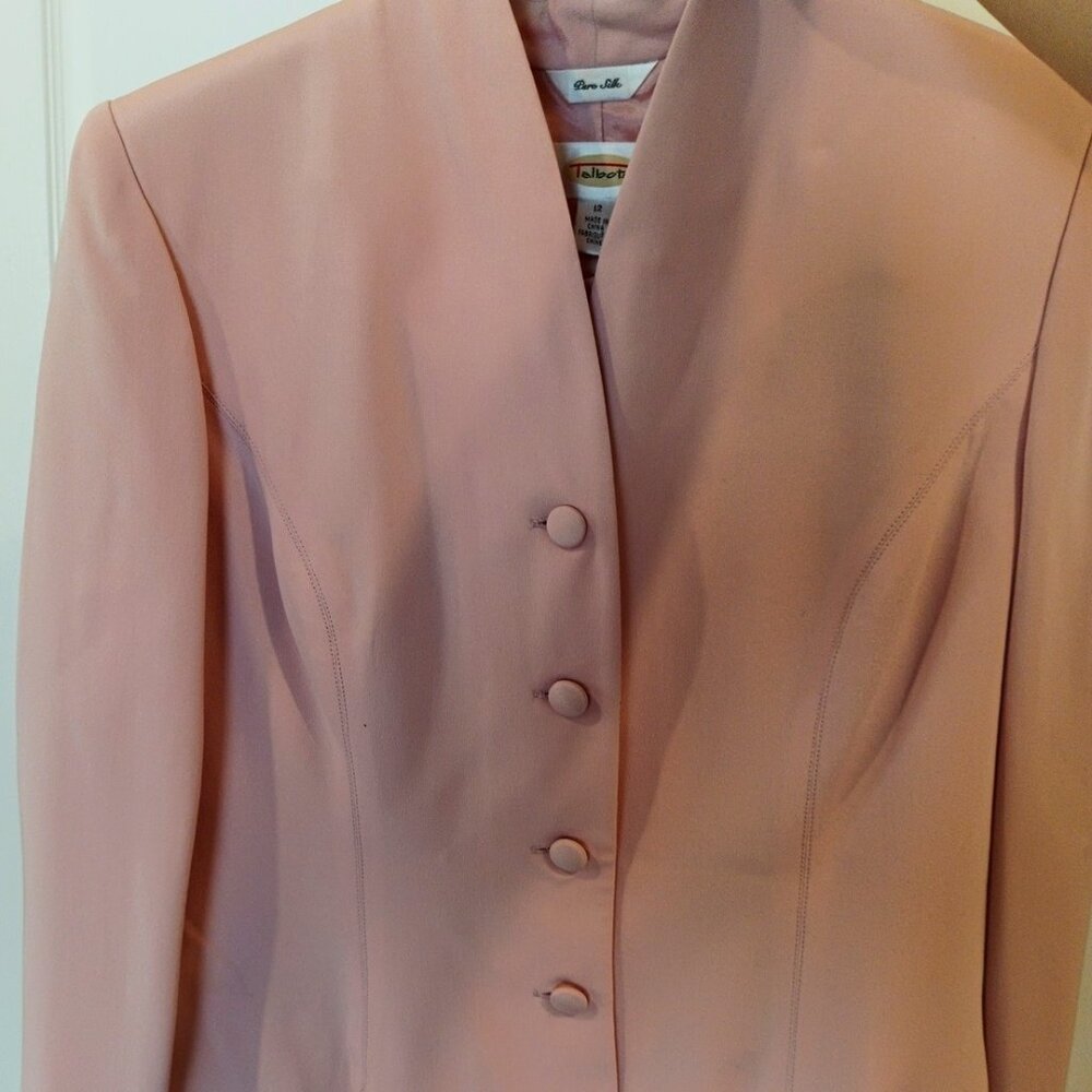 "Pure Silk" Talbots 12 Pink Suit set including top jacket and bottom